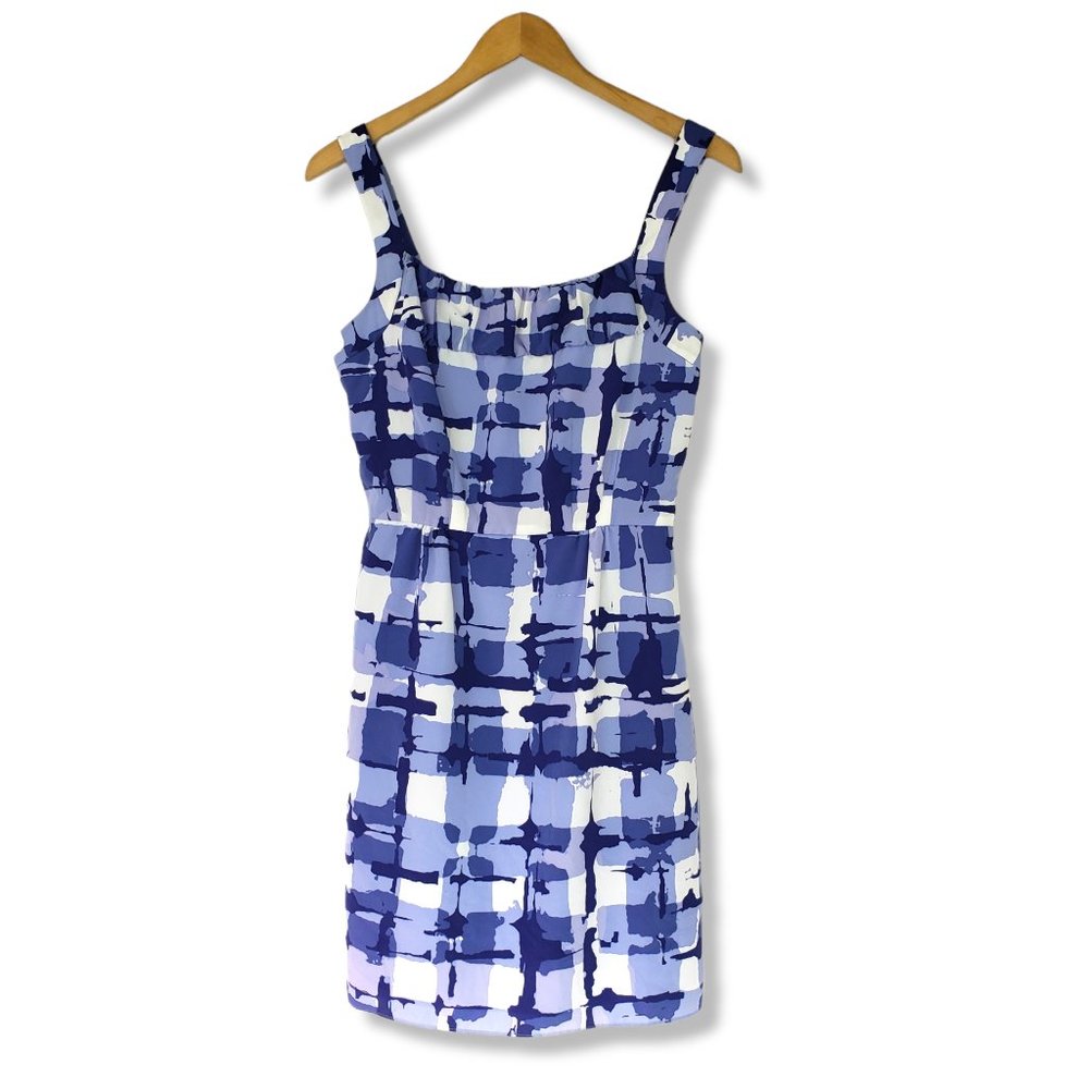Banana Republic Blue Abstract Patterned Spaghetti Strap Mini-Dress Size 4